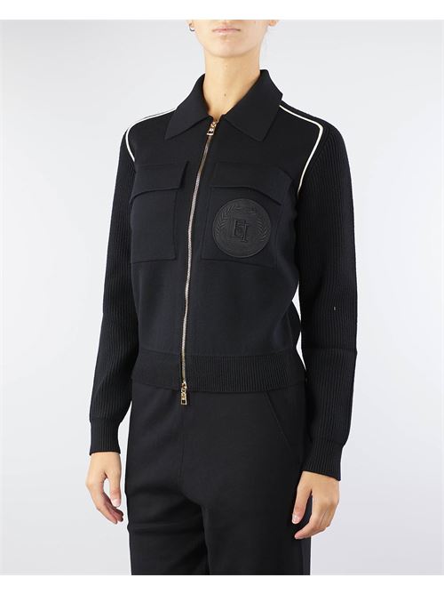 Bomber in viscosa con patch logo Elisabetta Franchi ELISABETTA FRANCHI | Maglia | MK71S46E2685